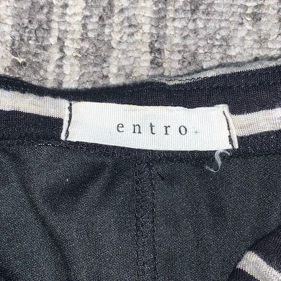 Entro Women's Medium Black Tan Stripe Jersey Knit Knotted Layered‎ Midi Skirt - Picture 3 of 9